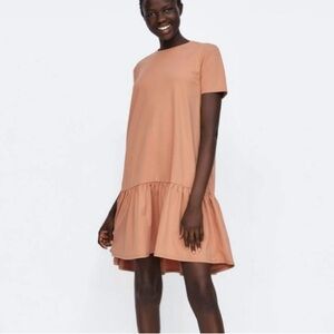 ZARA Ruffle Peplum T-Shirt Dress Women’s Size Small
